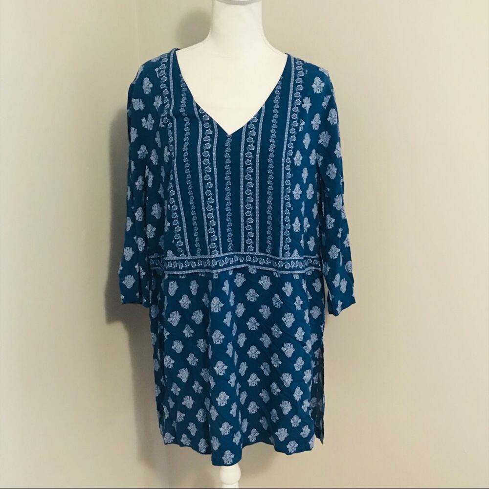 J Jill Woodblock Print Tunic Top